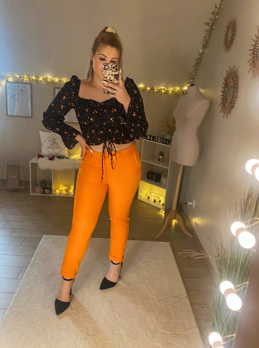 Pantalon tailleur orange